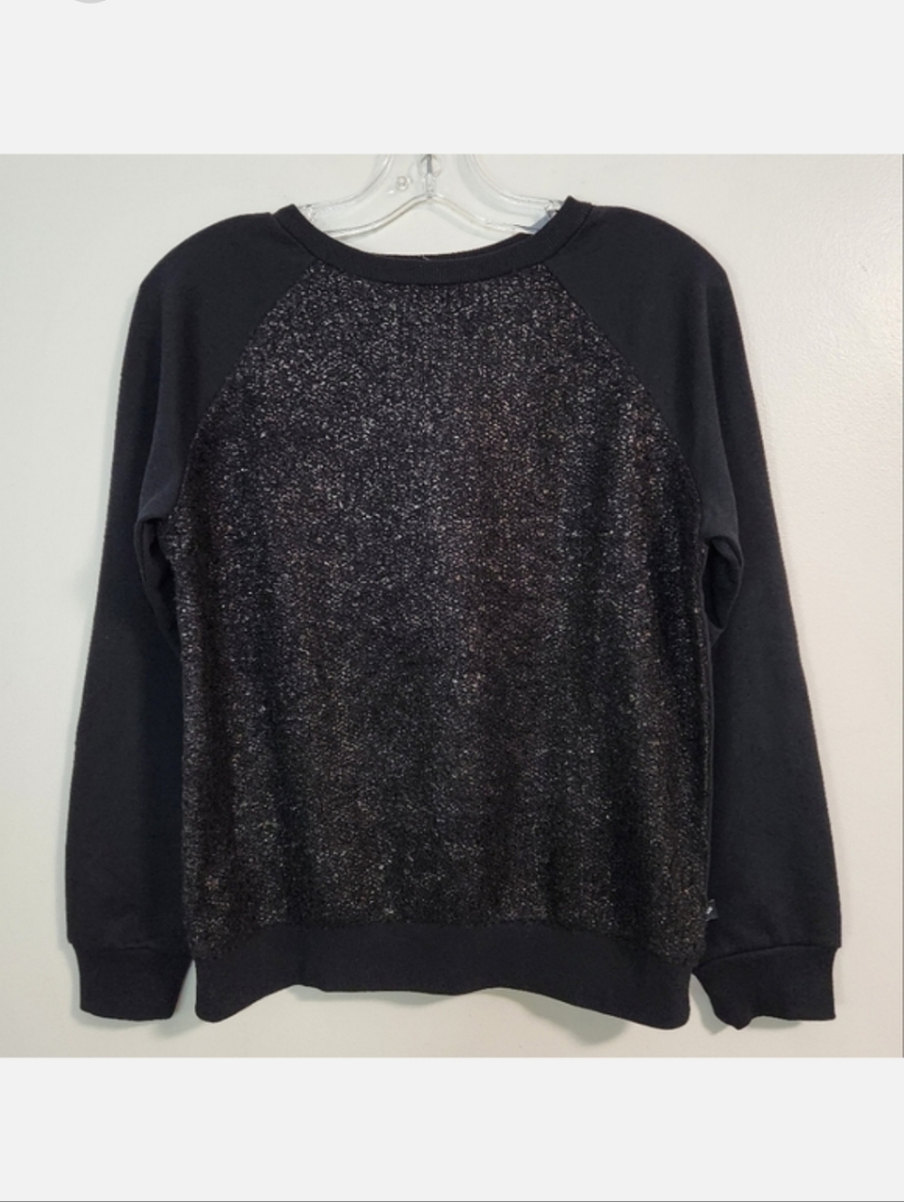 William Rast Black/Metallic Foil Boucle Front Sweatshirt, Size S ~ NWT